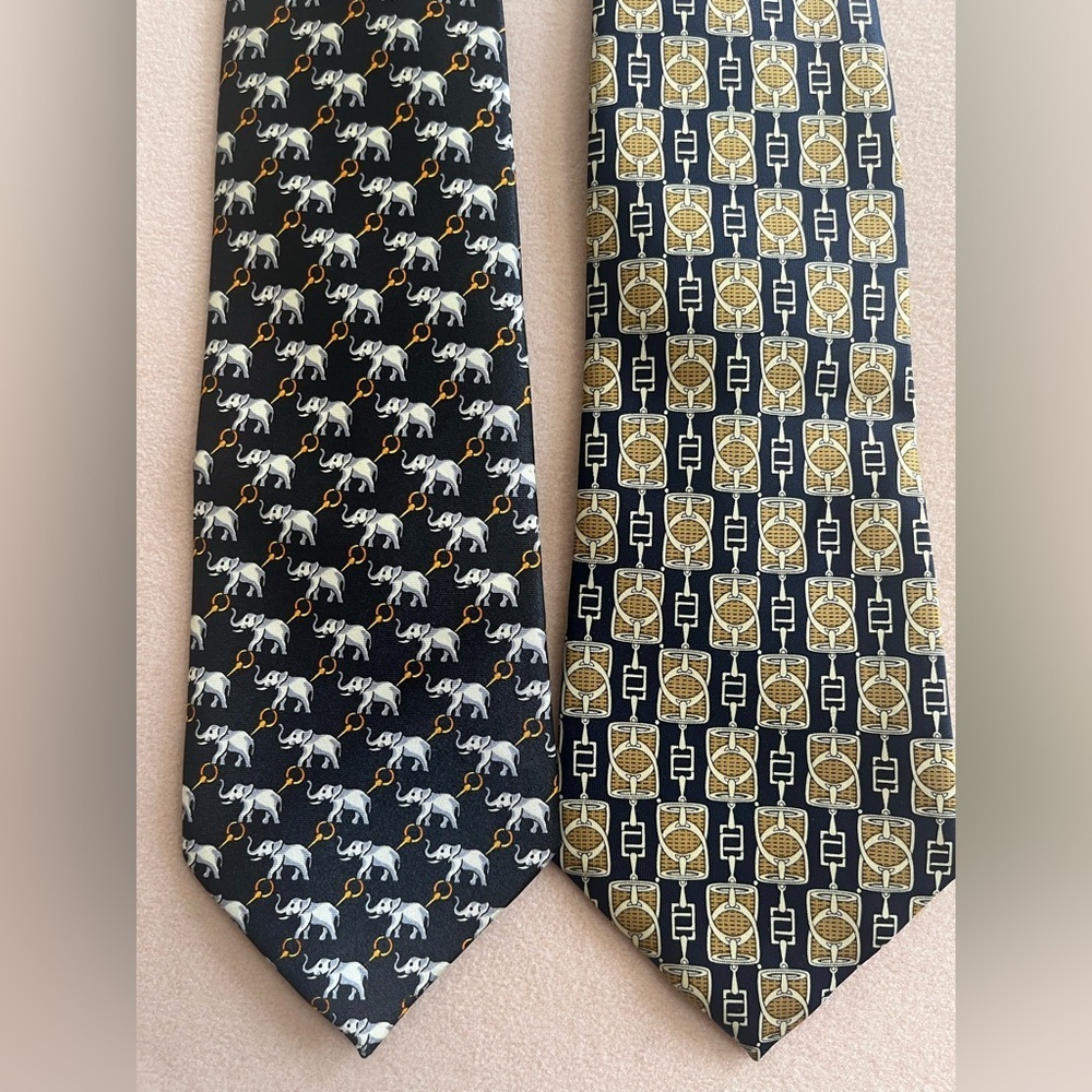 Rene Chagal Lot of Two 100% Silk Handmade Neck Ties